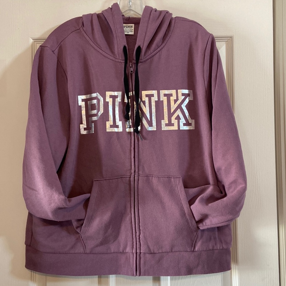 PINK full zip hooded sweatshirt